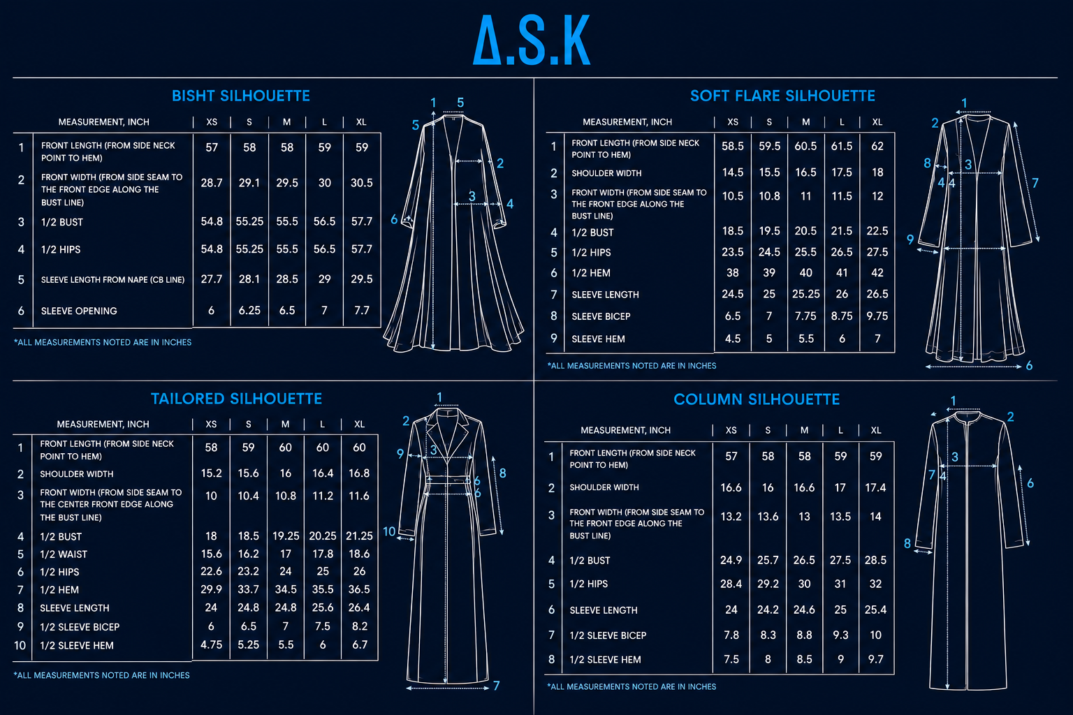 Askstudio size chart